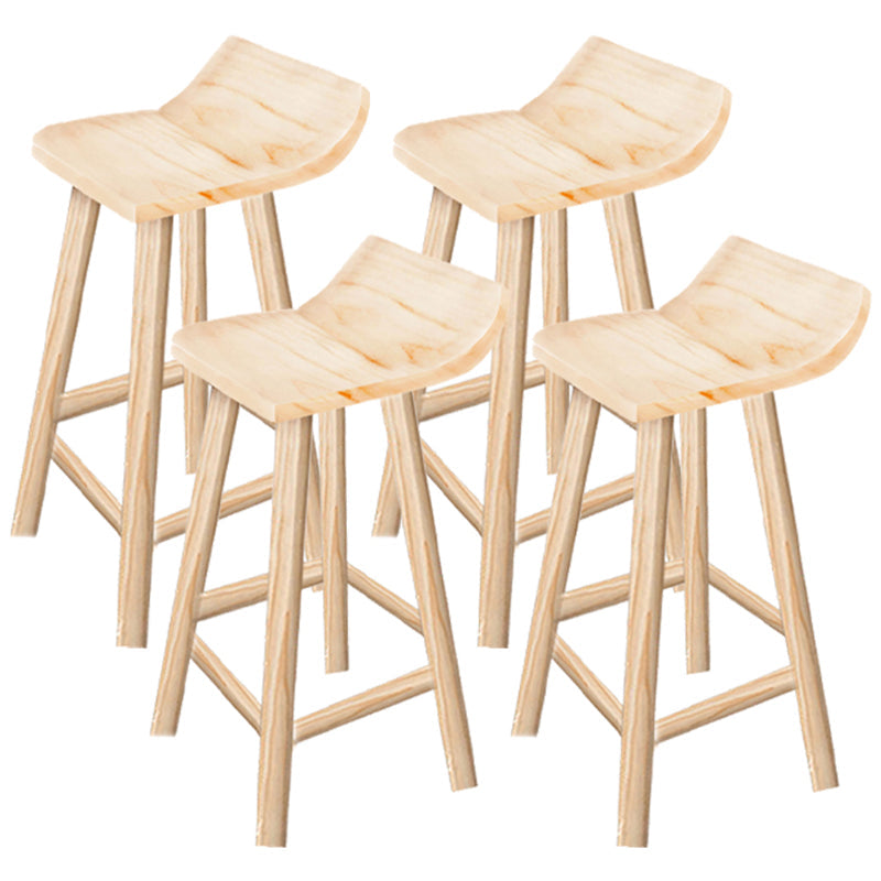 Modern Solid Wood Bar Chair Armless Bar Stool with Wooden Footrest Wood 4 Piece Set Clearhalo 'Bar Furniture' 'Bar Stools' 'bar_stools' 'furn' 'furn_bar_stools' 'Furniture' 'Kitchen & Dining Furniture' 5884067