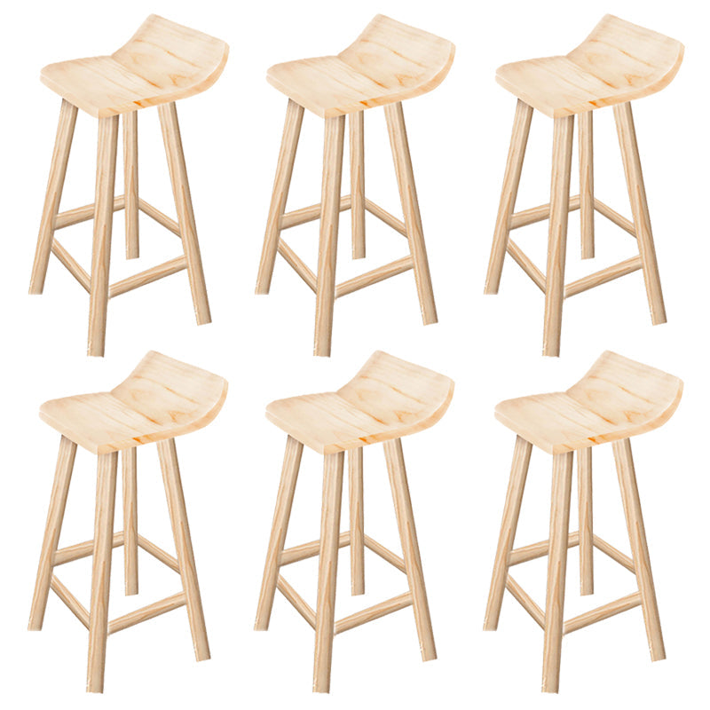 Modern Solid Wood Bar Chair Armless Bar Stool with Wooden Footrest Wood 6 Piece Set Clearhalo 'Bar Furniture' 'Bar Stools' 'bar_stools' 'furn' 'furn_bar_stools' 'Furniture' 'Kitchen & Dining Furniture' 5884070