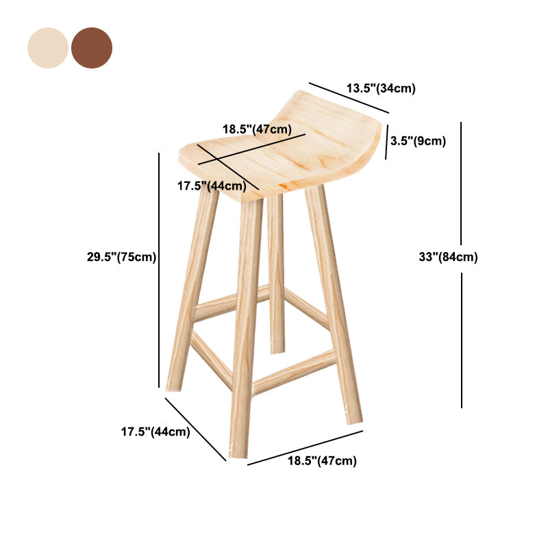 Modern Solid Wood Bar Chair Armless Bar Stool with Wooden Footrest Clearhalo 'Bar Furniture' 'Bar Stools' 'bar_stools' 'furn' 'furn_bar_stools' 'Furniture' 'Kitchen & Dining Furniture' 5884077
