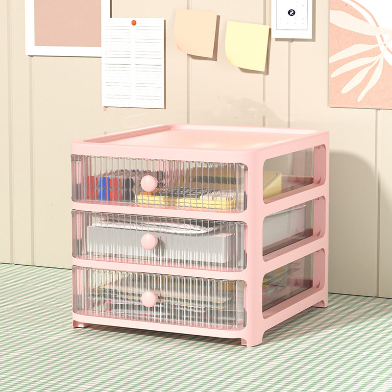 Modern File Cabinet Acrylic with Drawers Filing Cabinet for Home or Office 10.9"L x 13"W x 10.2"H Pink Clearhalo 'Filing Cabinets' 'filling_cabinets' 'furn' 'furn_filling_cabinets' 'Furniture' 'Office Furniture' 5884276