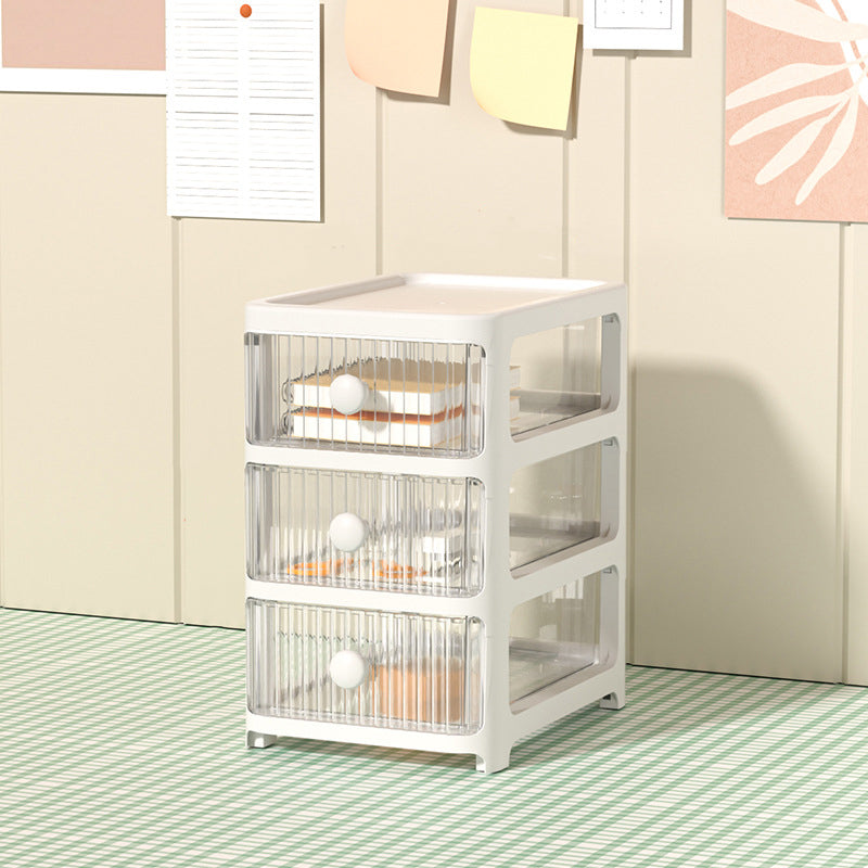 Modern File Cabinet Acrylic with Drawers Filing Cabinet for Home or Office 6.2"L x 9.1"W x 10.2"H White Clearhalo 'Filing Cabinets' 'filling_cabinets' 'furn' 'furn_filling_cabinets' 'Furniture' 'Office Furniture' 5884284