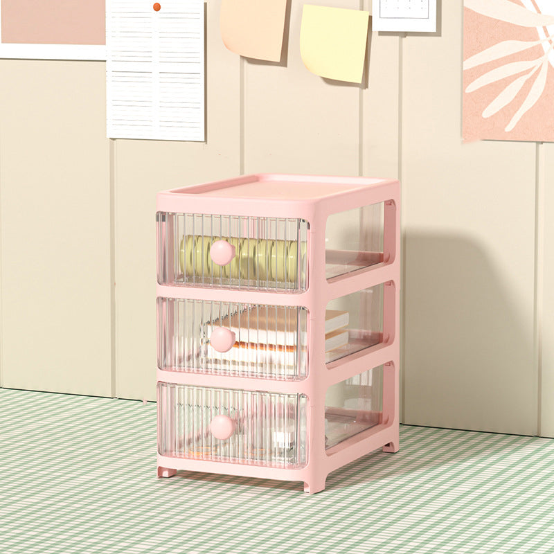 Modern File Cabinet Acrylic with Drawers Filing Cabinet for Home or Office 6.2"L x 9.1"W x 10.2"H Pink Clearhalo 'Filing Cabinets' 'filling_cabinets' 'furn' 'furn_filling_cabinets' 'Furniture' 'Office Furniture' 5884285