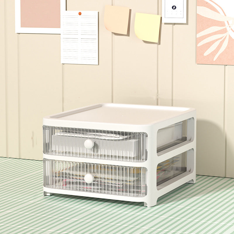 Modern File Cabinet Acrylic with Drawers Filing Cabinet for Home or Office 10.9"L x 13"W x 7.1"H White Clearhalo 'Filing Cabinets' 'filling_cabinets' 'furn' 'furn_filling_cabinets' 'Furniture' 'Office Furniture' 5884287