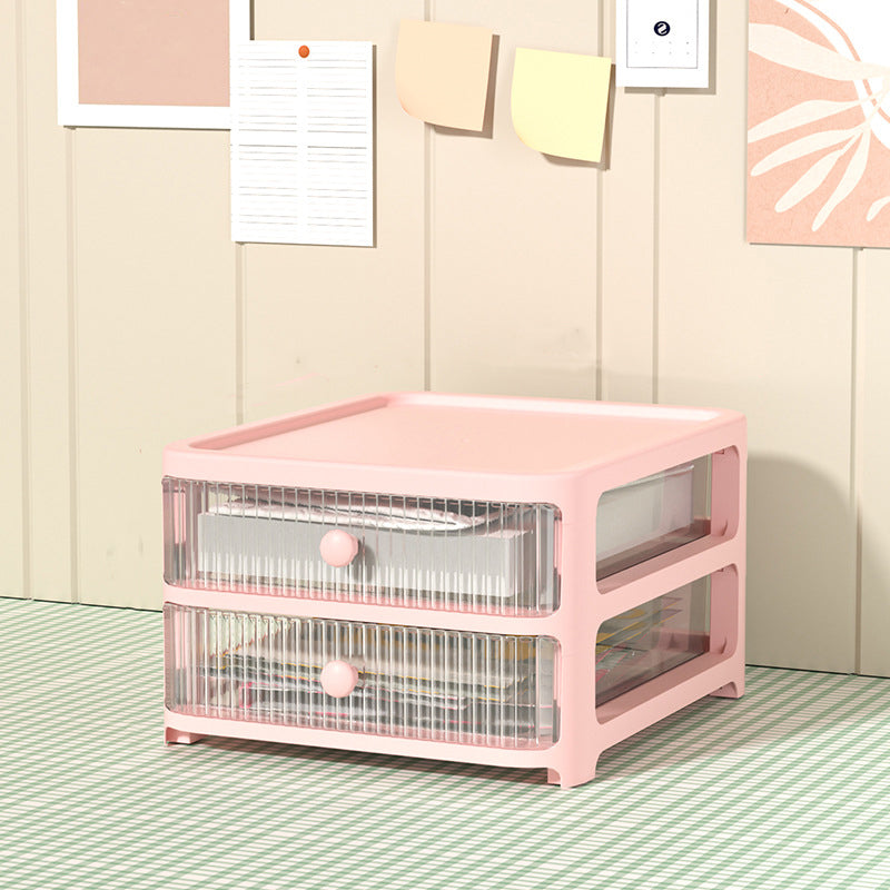 Modern File Cabinet Acrylic with Drawers Filing Cabinet for Home or Office 10.9"L x 13"W x 7.1"H Pink Clearhalo 'Filing Cabinets' 'filling_cabinets' 'furn' 'furn_filling_cabinets' 'Furniture' 'Office Furniture' 5884290