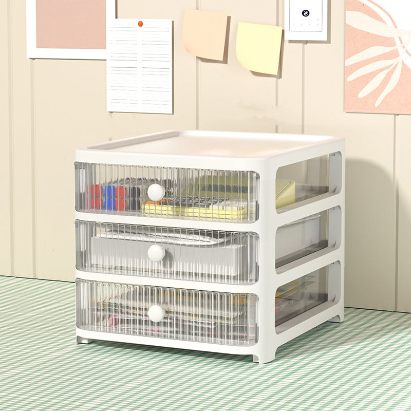 Modern File Cabinet Acrylic with Drawers Filing Cabinet for Home or Office 10.9"L x 13"W x 10.2"H White Clearhalo 'Filing Cabinets' 'filling_cabinets' 'furn' 'furn_filling_cabinets' 'Furniture' 'Office Furniture' 5884291