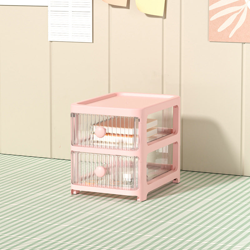 Modern File Cabinet Acrylic with Drawers Filing Cabinet for Home or Office 6.2"L x 9.1"W x 7.1"H Pink Clearhalo 'Filing Cabinets' 'filling_cabinets' 'furn' 'furn_filling_cabinets' 'Furniture' 'Office Furniture' 5884297