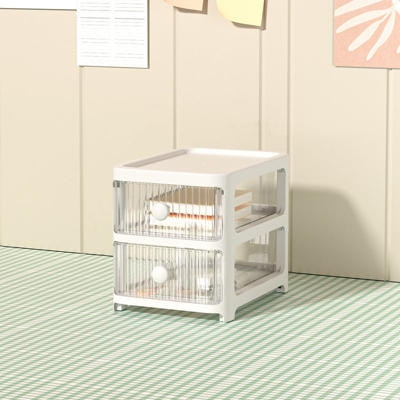 Modern File Cabinet Acrylic with Drawers Filing Cabinet for Home or Office 6.2"L x 9.1"W x 7.1"H White Clearhalo 'Filing Cabinets' 'filling_cabinets' 'furn' 'furn_filling_cabinets' 'Furniture' 'Office Furniture' 5884298