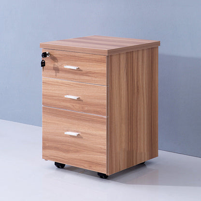 Modern Cabinet Wood with Locking Drawers Filing Cabinet on Castors Walnut Clearhalo 'Filing Cabinets' 'filling_cabinets' 'furn' 'furn_filling_cabinets' 'Furniture' 'Office Furniture' 5884683