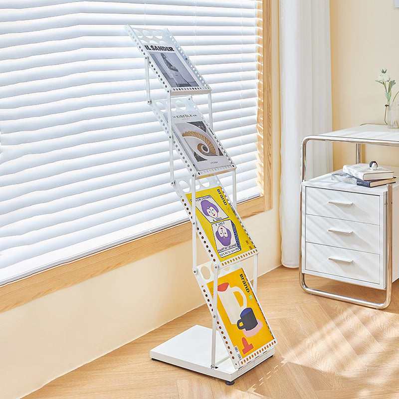 Metal Closed Back Shelf Bookcase Contemporary Folding Book Shelf