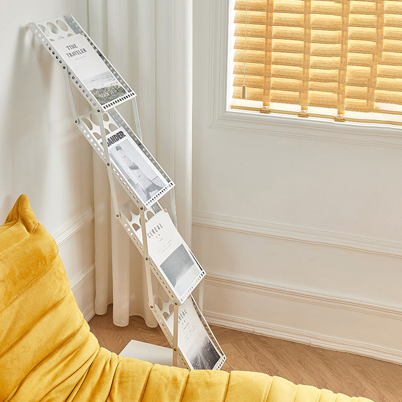 Metal Closed Back Shelf Bookcase Contemporary Folding Book Shelf