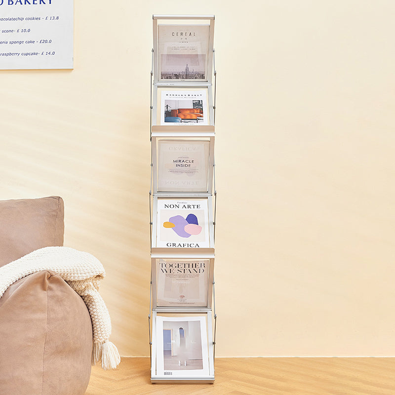 Metal Closed Back Shelf Bookcase Contemporary Folding Book Shelf