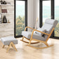 Modern Rocking Accent Chair Solid Fabric Upholstered Wood Frame Rocking Chair with Ottoman