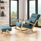 Modern Rocking Accent Chair Solid Fabric Upholstered Wood Frame Rocking Chair with Ottoman