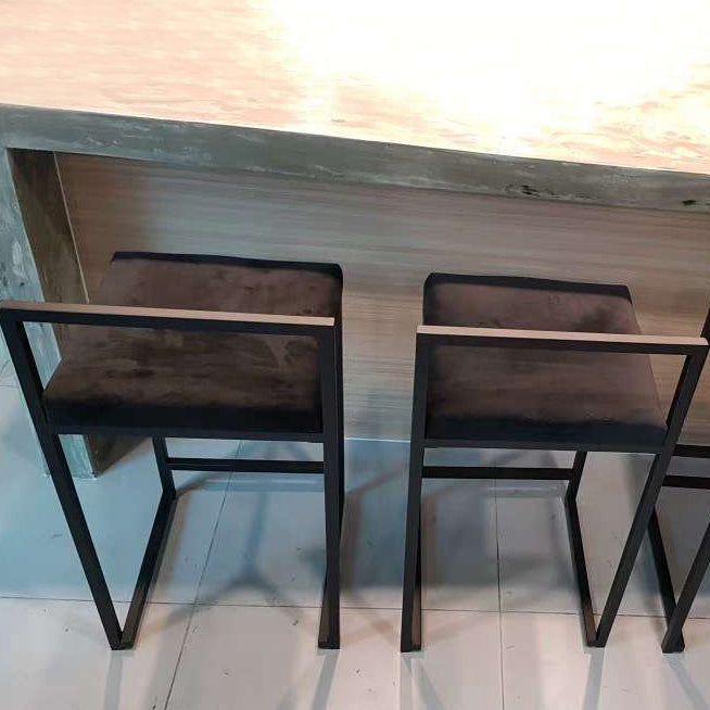 Industrieel vierkante gestoffeerde tegenstoelbalkloze stoelstoel met metalen voetsteun