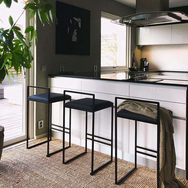 Industrieel vierkante gestoffeerde tegenstoelbalkloze stoelstoel met metalen voetsteun