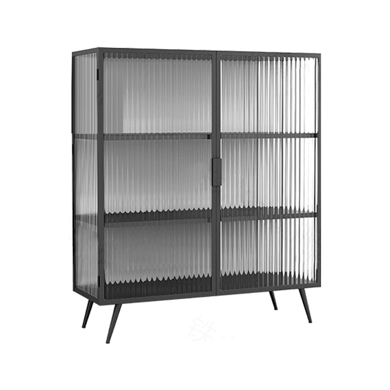 Modern Metal China Cabinet Glass Doors Hutch Cabinet with 4 Shelves for Living Room Clearhalo 'Display & China Cabinets' 'display_china_cabinets' 'furn' 'furn_display_china_cabinets' 'Furniture' 'Kitchen & Dining Furniture' 5884866