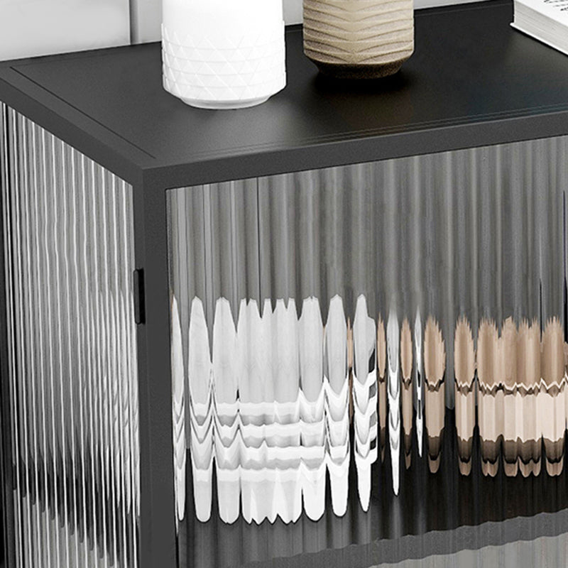 Modern Metal China Cabinet Glass Doors Hutch Cabinet with 4 Shelves for Living Room Clearhalo 'Display & China Cabinets' 'display_china_cabinets' 'furn' 'furn_display_china_cabinets' 'Furniture' 'Kitchen & Dining Furniture' 5884867