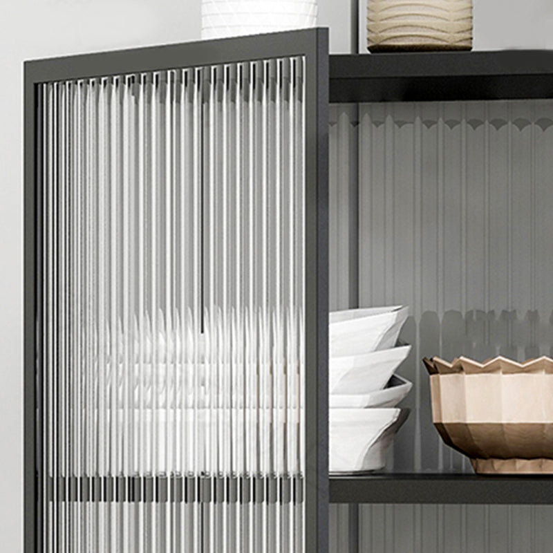 Modern Metal China Cabinet Glass Doors Hutch Cabinet with 4 Shelves for Living Room Clearhalo 'Display & China Cabinets' 'display_china_cabinets' 'furn' 'furn_display_china_cabinets' 'Furniture' 'Kitchen & Dining Furniture' 5884868