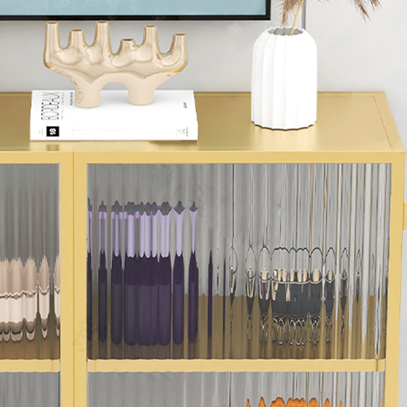 Modern Metal China Cabinet Glass Doors Hutch Cabinet with 4 Shelves for Living Room Clearhalo 'Display & China Cabinets' 'display_china_cabinets' 'furn' 'furn_display_china_cabinets' 'Furniture' 'Kitchen & Dining Furniture' 5884869