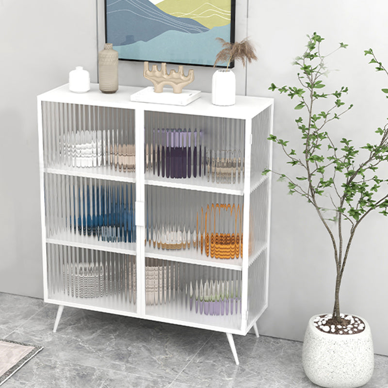 Modern Metal China Cabinet Glass Doors Hutch Cabinet with 4 Shelves for Living Room White Clearhalo 'Display & China Cabinets' 'display_china_cabinets' 'furn' 'furn_display_china_cabinets' 'Furniture' 'Kitchen & Dining Furniture' 5884871