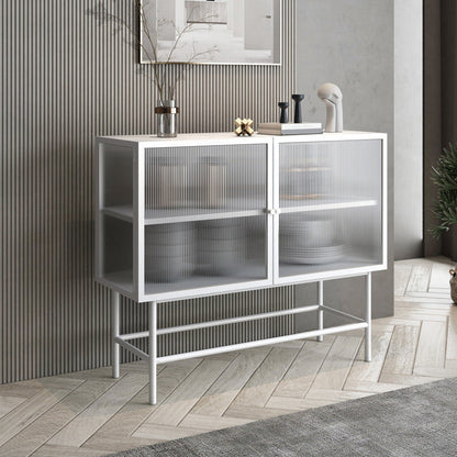 35"H Display Cabinet Glass Door Storage Cabinet for Living Room 31"L x 13"W x 35"H White Clearhalo 'Display & China Cabinets' 'display_china_cabinets' 'furn' 'furn_display_china_cabinets' 'Furniture' 'Kitchen & Dining Furniture' 5884941