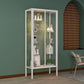 Modern Metal Curio Cabinet Glass Doors with Lighting, 31"L X 16"W 31"L x 16"W x 71"H Off-White Clearhalo 'Display & China Cabinets' 'display_china_cabinets' 'furn' 'furn_display_china_cabinets' 'Furniture' 'Kitchen & Dining Furniture' 5885011