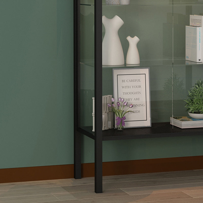 Modern Metal Curio Cabinet Glass Doors with Lighting, 31"L X 16"W Clearhalo 'Display & China Cabinets' 'display_china_cabinets' 'furn' 'furn_display_china_cabinets' 'Furniture' 'Kitchen & Dining Furniture' 5885018