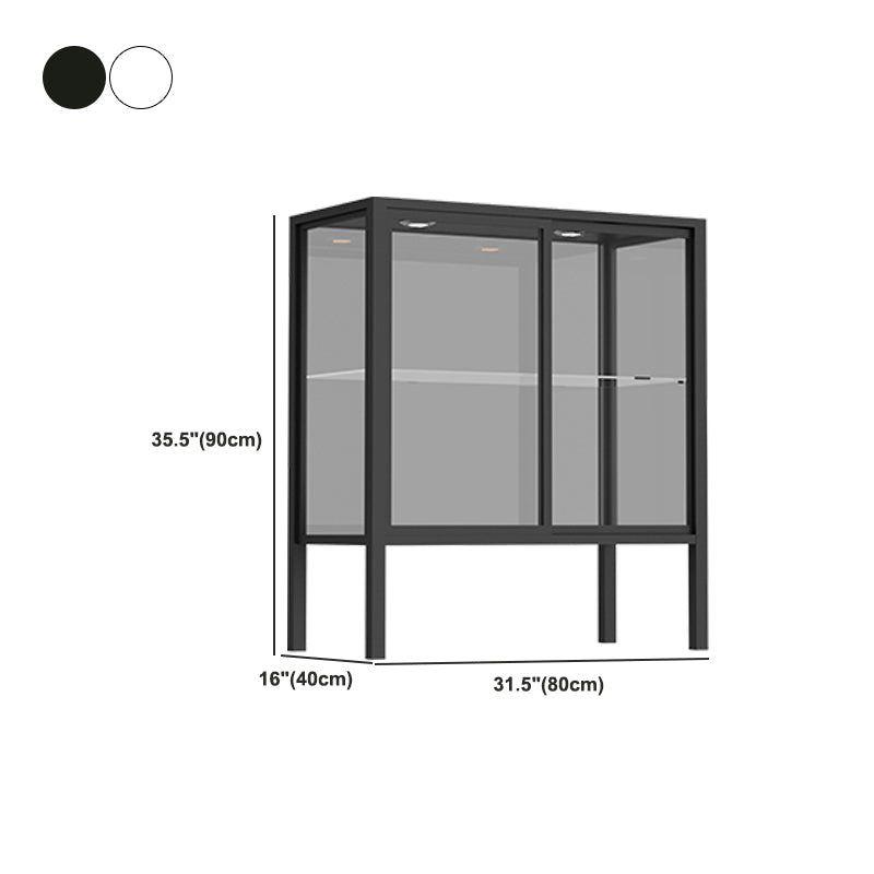 Modern Metal Curio Cabinet Glass Doors with Lighting, 31"L X 16"W Clearhalo 'Display & China Cabinets' 'display_china_cabinets' 'furn' 'furn_display_china_cabinets' 'Furniture' 'Kitchen & Dining Furniture' 5885021