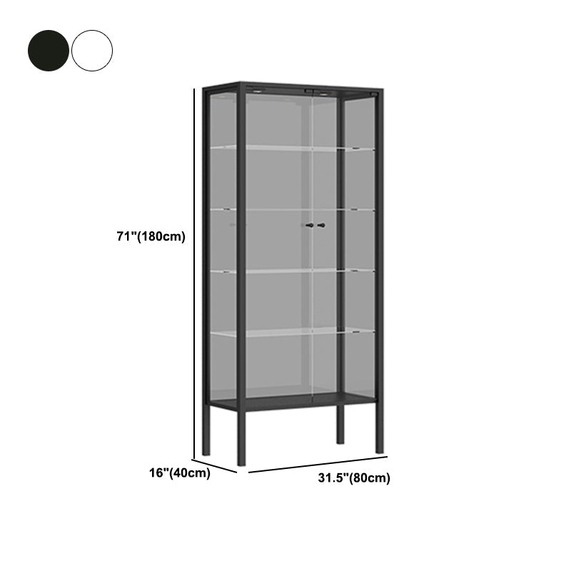 Modern Metal Curio Cabinet Glass Doors with Lighting, 31"L X 16"W Clearhalo 'Display & China Cabinets' 'display_china_cabinets' 'furn' 'furn_display_china_cabinets' 'Furniture' 'Kitchen & Dining Furniture' 5885022