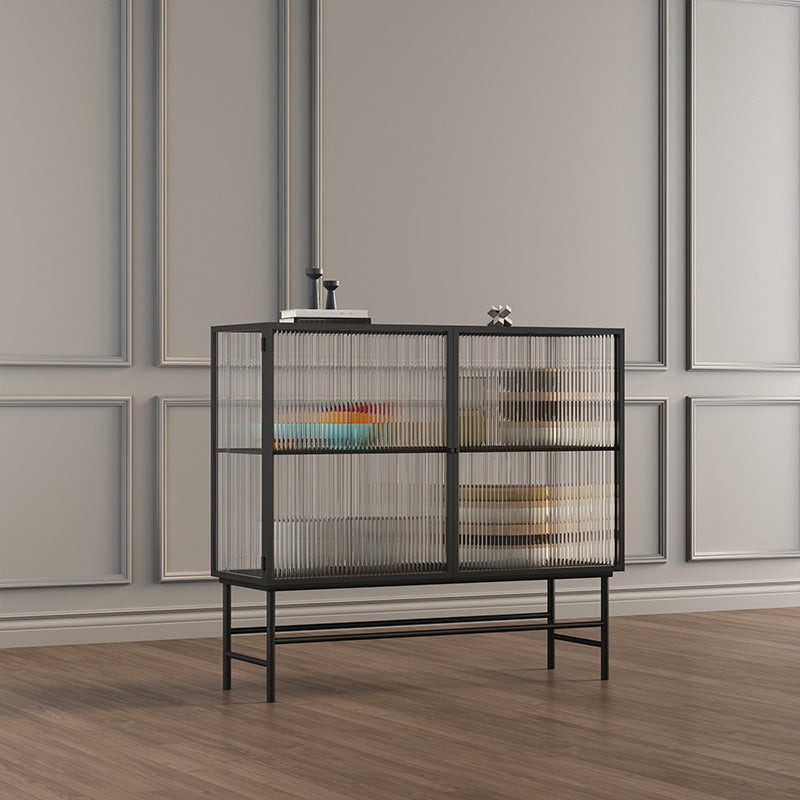 Mobile moderno in acciaio in acciaio da 13,5 "w mobile di stoccaggio nero standard per sala da pranzo