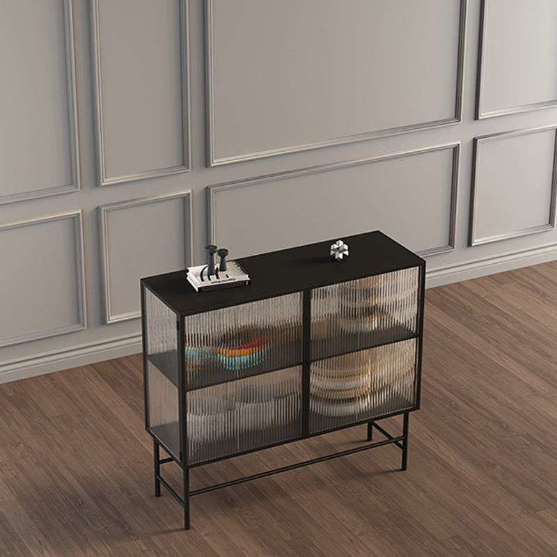 Mobile moderno in acciaio in acciaio da 13,5 "w mobile di stoccaggio nero standard per sala da pranzo