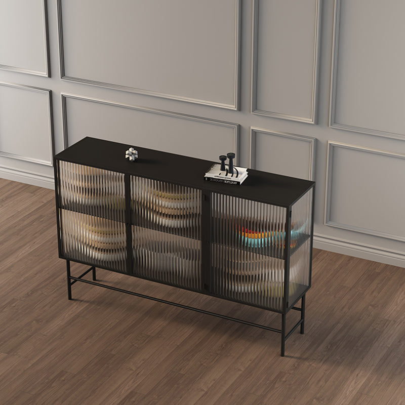 Mobile moderno in acciaio in acciaio da 13,5 "w mobile di stoccaggio nero standard per sala da pranzo