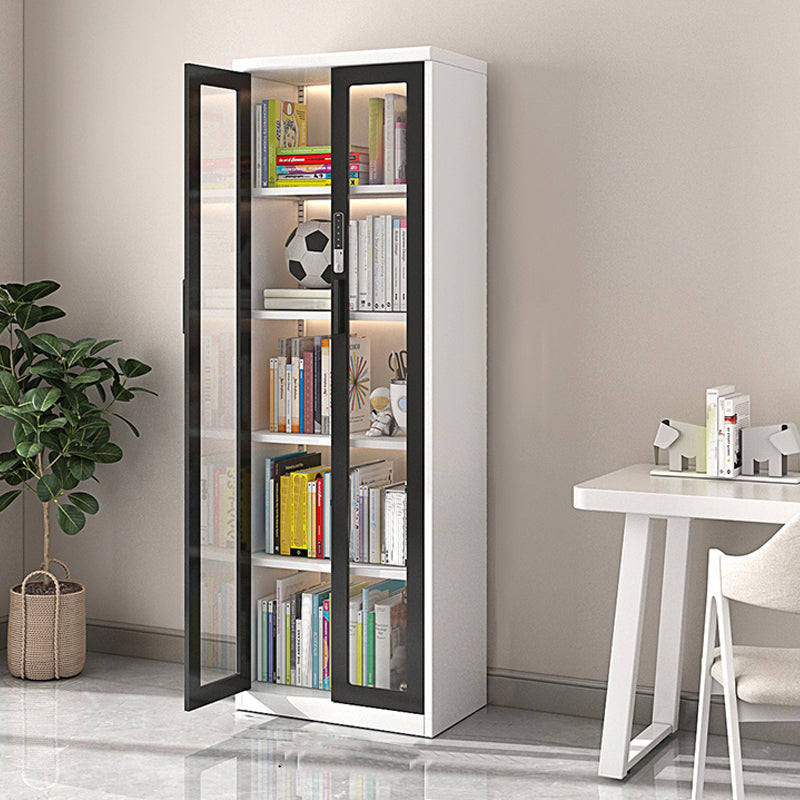 Modern Metal Storage Cabinet Glass Doors Display Cabinet with Lighting 23.6"L x 15"W x 70.9"H Black White Clearhalo 'Display & China Cabinets' 'display_china_cabinets' 'furn' 'furn_display_china_cabinets' 'Furniture' 'Kitchen & Dining Furniture' 5885136