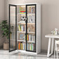 Modern Metal Storage Cabinet Glass Doors Display Cabinet with Lighting 35.4"L x 15"W x 70.9"H Black-White Clearhalo 'Display & China Cabinets' 'display_china_cabinets' 'furn' 'furn_display_china_cabinets' 'Furniture' 'Kitchen & Dining Furniture' 5885137