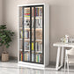 Modern Metal Storage Cabinet Glass Doors Display Cabinet with Lighting 35.4"L x 15"W x 70.9"H Black White Clearhalo 'Display & China Cabinets' 'display_china_cabinets' 'furn' 'furn_display_china_cabinets' 'Furniture' 'Kitchen & Dining Furniture' 5885139