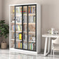 Modern Metal Storage Cabinet Glass Doors Display Cabinet with Lighting 47.2"L x 15"W x 70.9"H Black White Clearhalo 'Display & China Cabinets' 'display_china_cabinets' 'furn' 'furn_display_china_cabinets' 'Furniture' 'Kitchen & Dining Furniture' 5885147