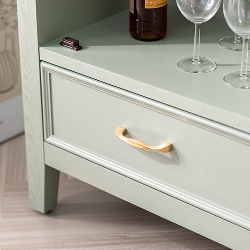 モダンオークストレージキャビネットガラスドアリビングルーム用の引き出し付きキャビネットを表示