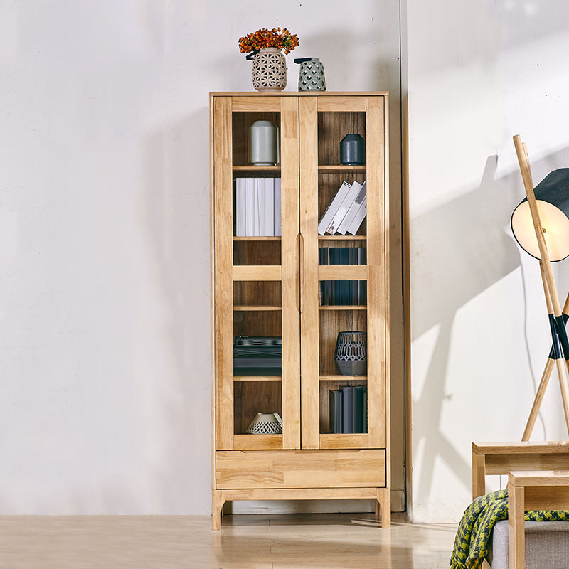 Oak mobile moderno mobile in vetro armadio display con cassetto per soggiorno