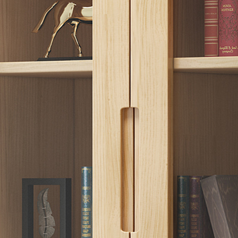 ソリッドウッドトールストレージキャビネットガラスドアディスプレイリビングルーム用