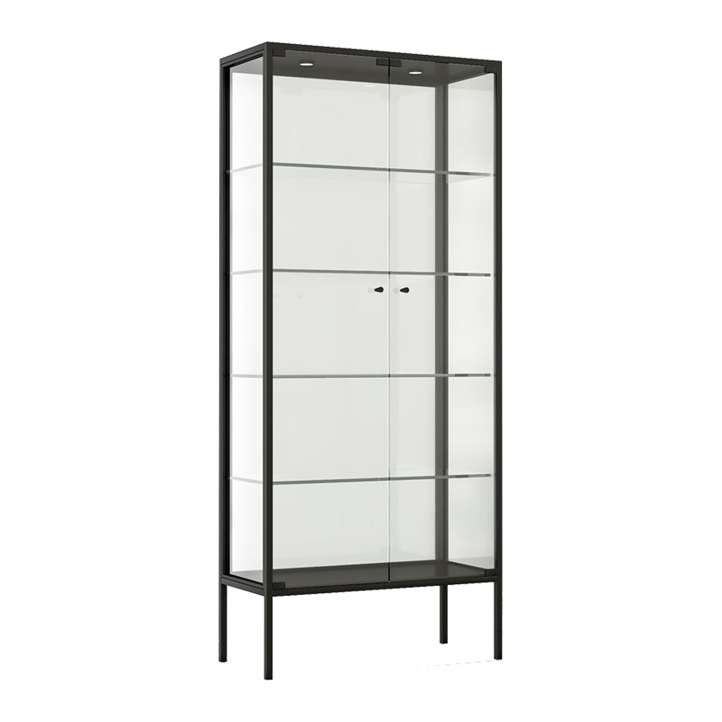 Modern Steel Curio Cabinet Standard 14" W Cabinet for Dining Room Black Hinged Clearhalo 'Display & China Cabinets' 'display_china_cabinets' 'furn' 'furn_display_china_cabinets' 'Furniture' 'Kitchen & Dining Furniture' 5885261