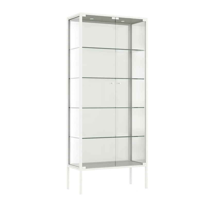 Modern Steel Curio Cabinet Standard 14" W Cabinet for Dining Room White Hinged Clearhalo 'Display & China Cabinets' 'display_china_cabinets' 'furn' 'furn_display_china_cabinets' 'Furniture' 'Kitchen & Dining Furniture' 5885262