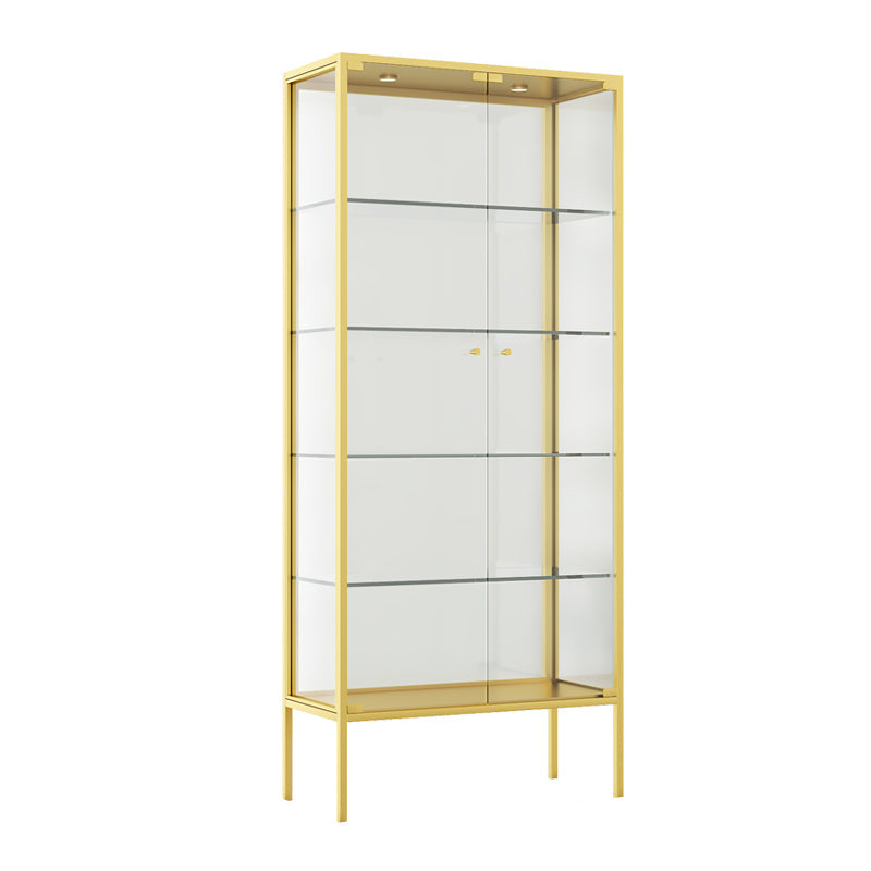 Modern Steel Curio Cabinet Standard 14" W Cabinet for Dining Room Gold Hinged Clearhalo 'Display & China Cabinets' 'display_china_cabinets' 'furn' 'furn_display_china_cabinets' 'Furniture' 'Kitchen & Dining Furniture' 5885264