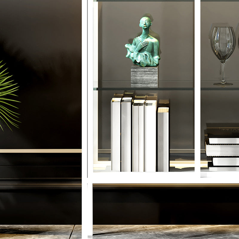 Modern Steel Curio Cabinet Standard 14" W Cabinet for Dining Room Clearhalo 'Display & China Cabinets' 'display_china_cabinets' 'furn' 'furn_display_china_cabinets' 'Furniture' 'Kitchen & Dining Furniture' 5885269