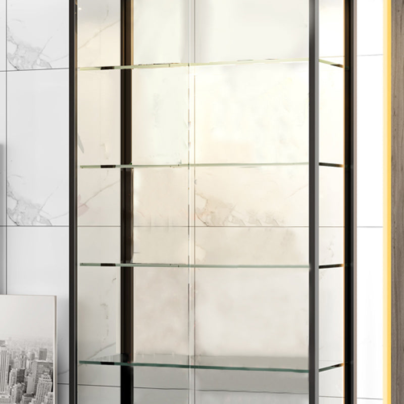 Modern Steel Curio Cabinet Standard 14" W Cabinet for Dining Room Clearhalo 'Display & China Cabinets' 'display_china_cabinets' 'furn' 'furn_display_china_cabinets' 'Furniture' 'Kitchen & Dining Furniture' 5885271