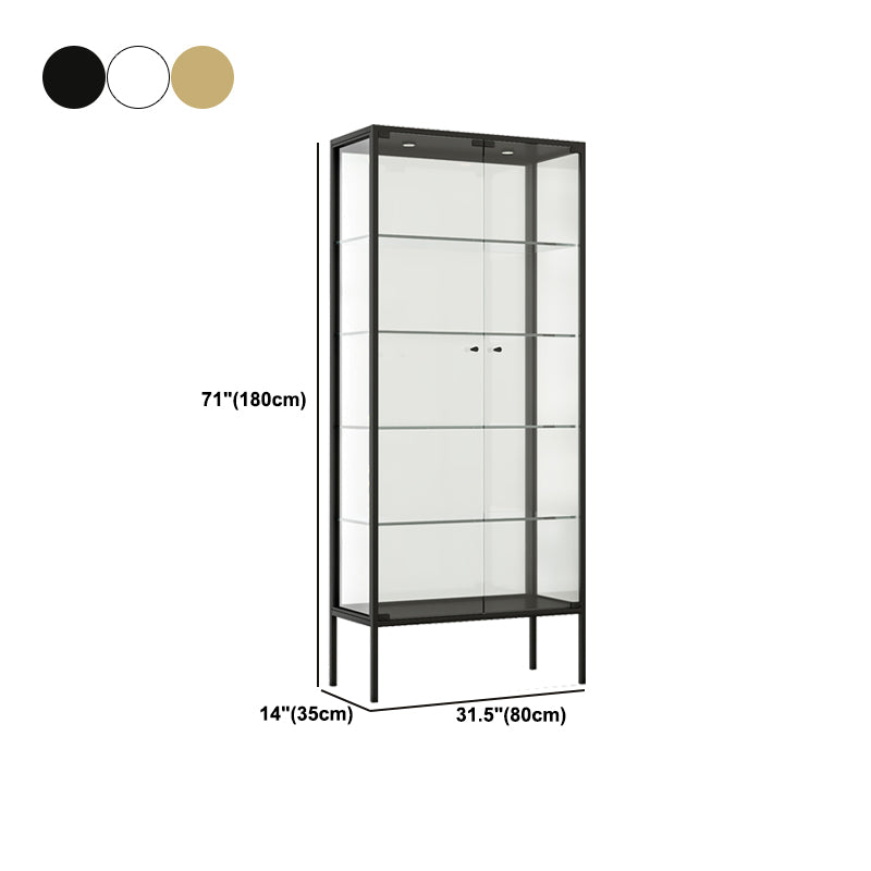 Modern Steel Curio Cabinet Standard 14" W Cabinet for Dining Room Clearhalo 'Display & China Cabinets' 'display_china_cabinets' 'furn' 'furn_display_china_cabinets' 'Furniture' 'Kitchen & Dining Furniture' 5885273