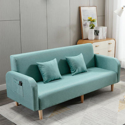 Linen Square Arm Sofa Slipcovered Convertible Sofa with Storage