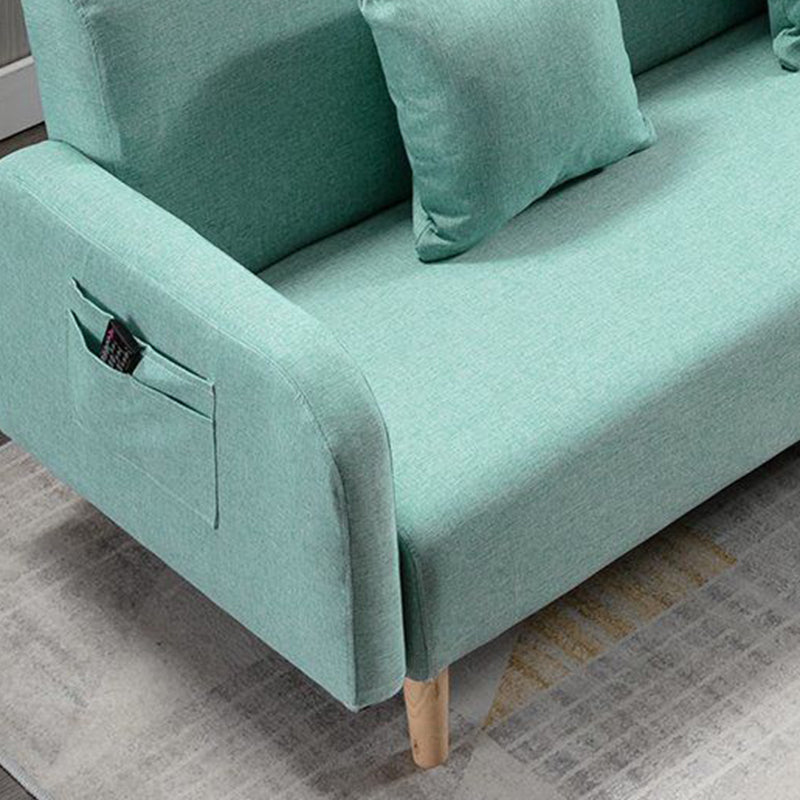 Linen Square Arm Sofa Slipcovered Convertible Sofa with Storage