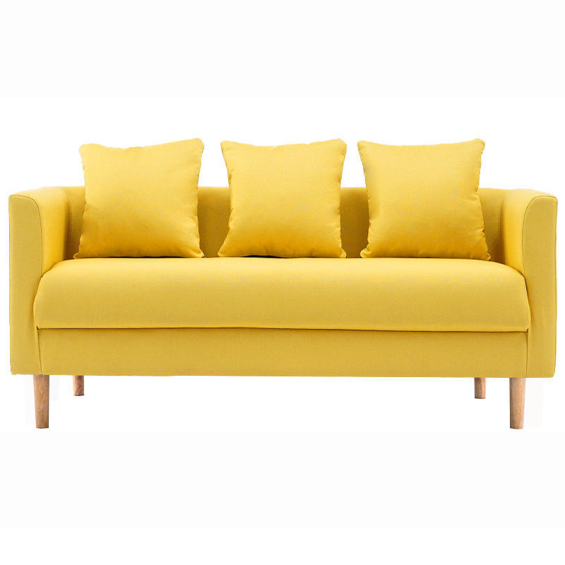 Linen Sofa Tuxedo Arm Tight Back 23.62" Wide Sofa for 3 people Yellow Clearhalo 'furn' 'furn_sofas' 'Furniture' 'Living Room Furniture' 'Sofa' 'sofas' 5889003