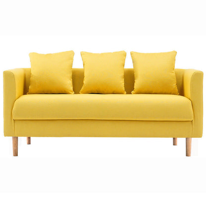 Linen Sofa Tuxedo Arm Tight Back 23.62" Wide Sofa for 3 people Yellow Clearhalo 'furn' 'furn_sofas' 'Furniture' 'Living Room Furniture' 'Sofa' 'sofas' 5889003