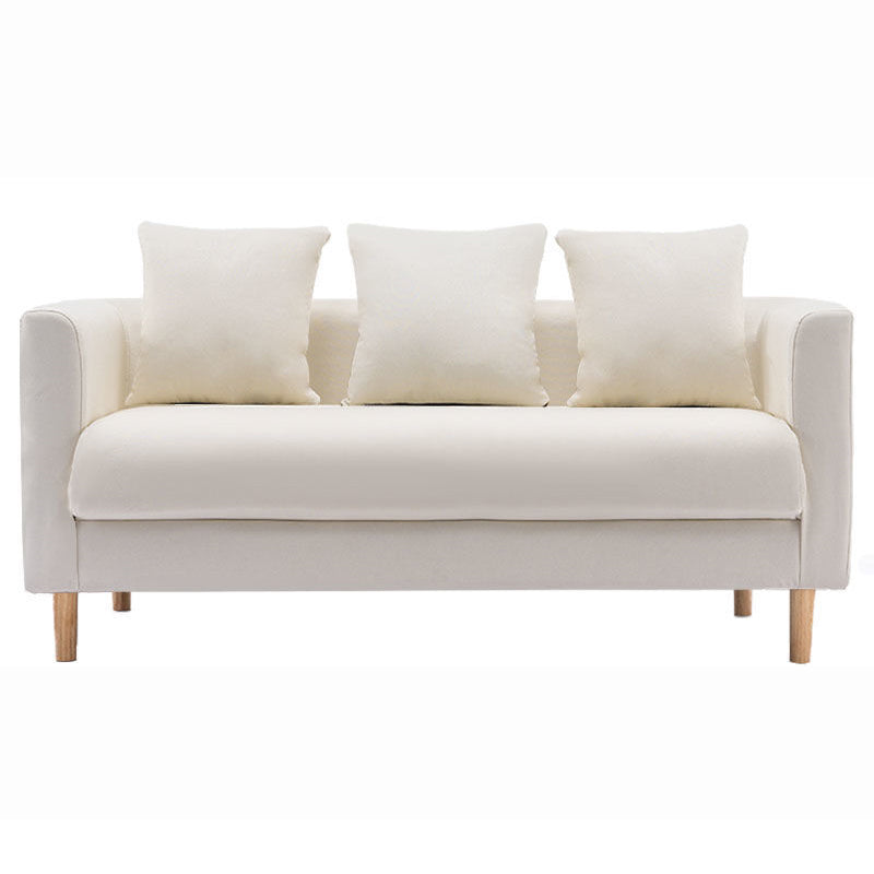 Linen Sofa Tuxedo Arm Tight Back 23.62" Wide Sofa for 3 people Off-White Clearhalo 'furn' 'furn_sofas' 'Furniture' 'Living Room Furniture' 'Sofa' 'sofas' 5889010